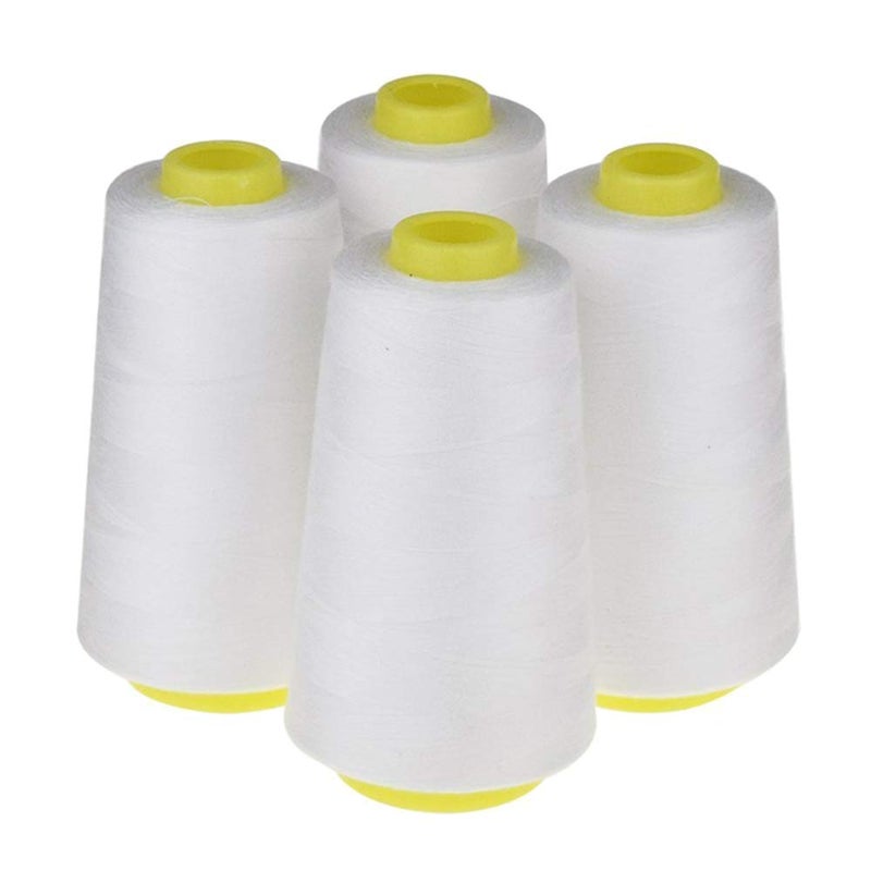LNKA White Sewing Thread Cones(4 Pack of 3000 Yards Each), All Purpose Polyester Thread Spools for Sewing/Serger Machines, Overlock, Quilting, Hand Embroidery - Image 1